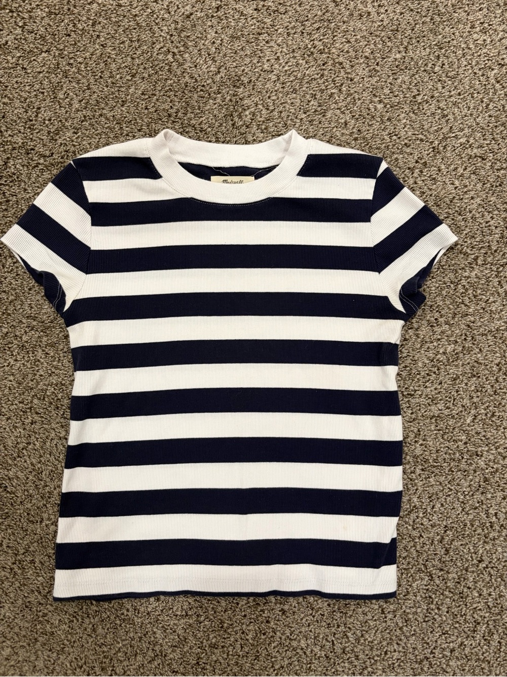 Madewell Navy & White Striped Short Sleeve Tee